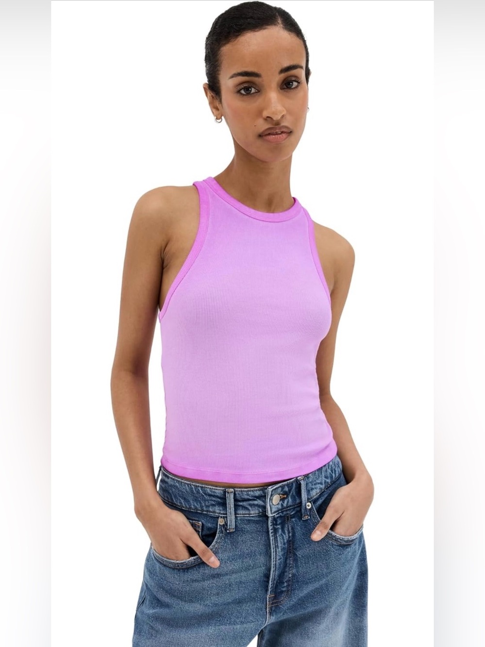 💕 Good American Candy Wash Rib Tank – Lollipop Pink - Size XS